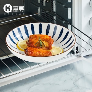 惠寻16件套日式和风釉下彩千叶草陶瓷餐具套装碗碟套装